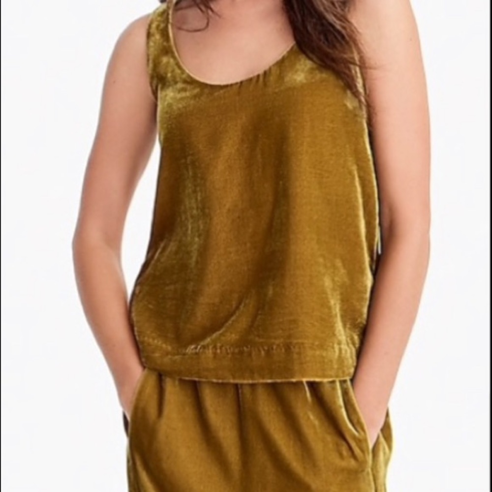 NWT J CREW VELVET TANK - VINTAGE GOLD